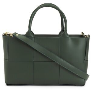 Valentina Fiore Green Woven Leather Purse